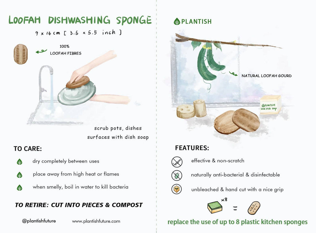 Plantish - Loofah Dishwashing Sponge: Set of 2 Sponges