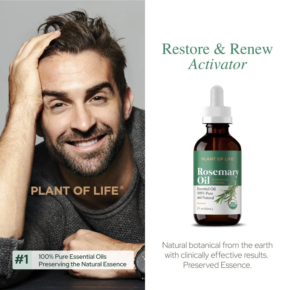 Plant of Life - Rosemary Essential Oil for Aromatherapy Hair, Skin, & Nails: 2oz