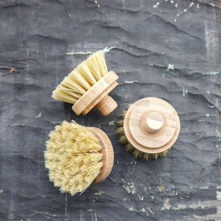 Plantish - Refillable Sisal Dish Hand Brush Refill (Brush Head Only): 3 Refills