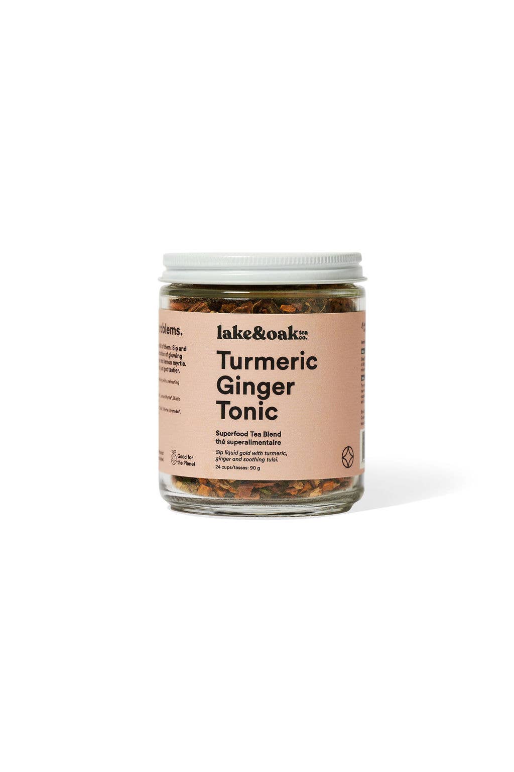 Lake & Oak Tea Co. - Turmeric Ginger Tonic - Superfood Tea: Plant-Based Pyramid Tea Bags - Retail Pouch